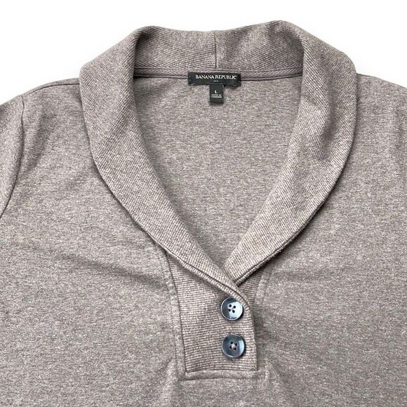 Banana Republic Sweater Mens Large Brown Cowl Neck Button Front Pullover Sweater - Picture 3 of 8